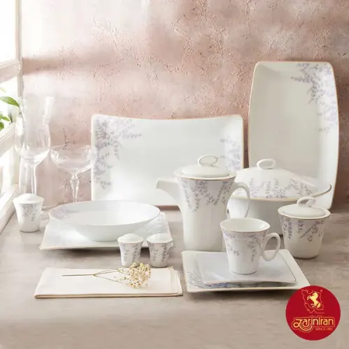 خرید سرویس-97-پارچه-وینچی-الیسه-طرح-فرن-بنفش-چینی-زرین
