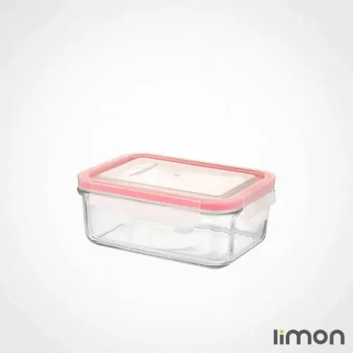 خرید ظرف شیشه ای مستطیلی درب دار لیمون با تضمین کیفیت
