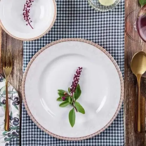 چینی زرین سرویس 28 پارچه غذاخوری ایتالیا اف طرح ریوا طلایی