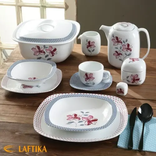 سرویس چینی زرین کواترو طرح والنسیا ارغوانی 12 نفره 98 پارچه (توقف تولید)*