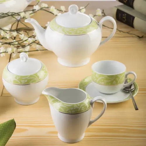 سرویس چینی 17 پارچه چای خوری ایتالیا اف چینی زرین آتن سبز