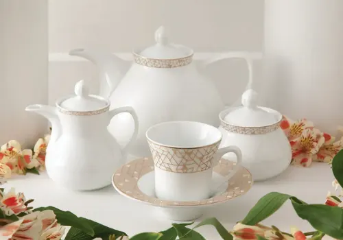 سرویس 18پارچه سری شهرزاد چینی زرین ژئومتریکال نقره ای