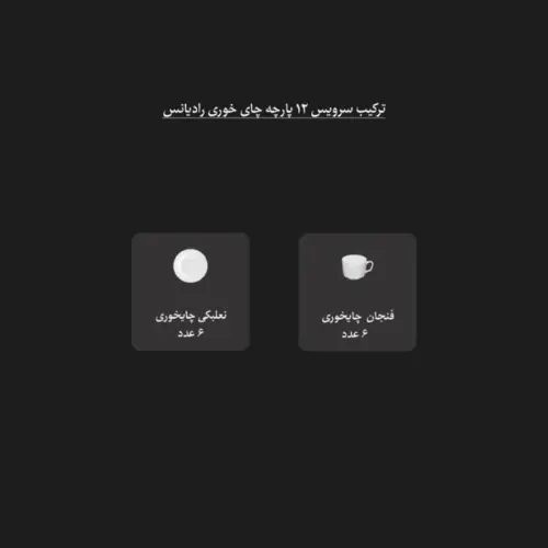 ترکیب سرویس چینی 12 پارچه چای خوری رادیانس