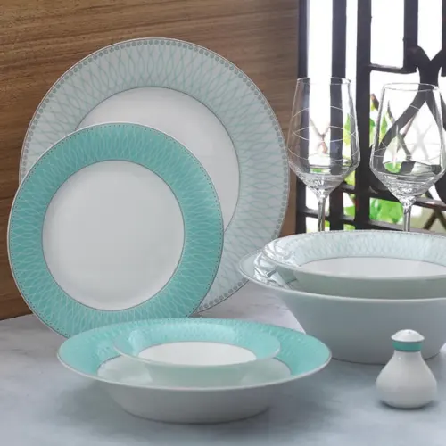 چینی زرین با کیفیت 6 نفره شهرزاد ژانتی فیروزه ای