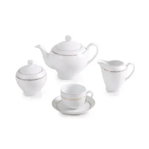 قیمت و خرید سرویس 17 پارچه چای خوری ایتالیا اف طرح هدیه طلایی