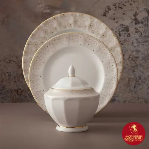 مشخصات سرویس چینی زرین 103 پارچه کامل کاررا گلد