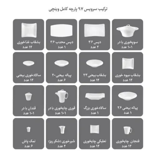 چینی زرین سرویس 12 نفره کامل وینچی الیسه
