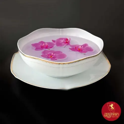 چینی زرین سرویس قاب و قدح هگزان طرح سپیدار