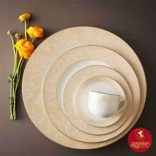سرویس غذاخوری چینی زرین ایتالیا طرح گلدن رز 12 نفره