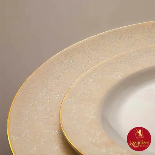 سرویس غذاخوری چینی زرین ایتالیا طرح گلدن رز 6 نفره
