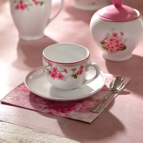 سرویس چینی 12 پارچه چای خوری یاس صورتی