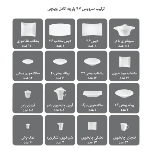 ترکیب سرویس 97 پارچه وینچی
