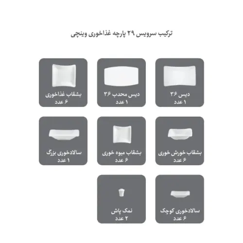 سرویس غذاخوری ساتین چینی زرین 30 پارچه