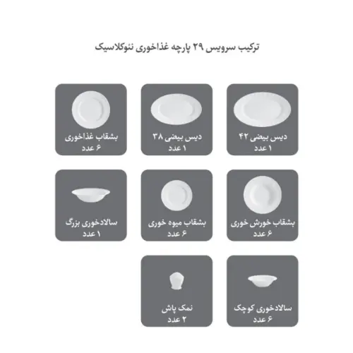 ترکیب سرویس 29-نئوکلاسیک چینی زرین