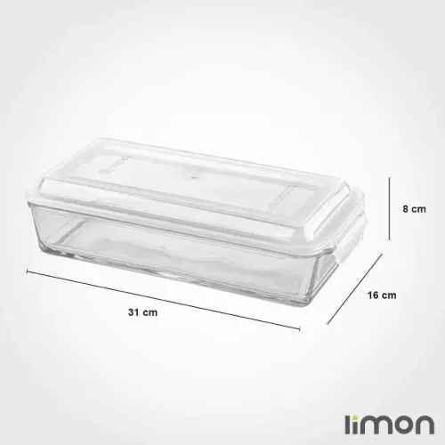 ظرف شیشه ای مستطیل دربدار لیمون 1.4 لیتر کد 2050
