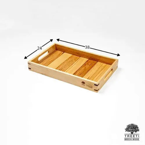 سینی چوبی طرح ژاپنی تریتی دسته دار سایز متوسط B3621