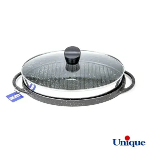 تابه گریل چدنی یونیک بیضی درب دار UN-6011