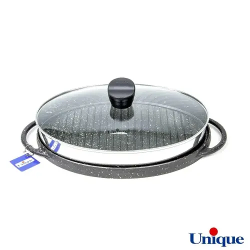 تابه گریل چدنی یونیک بیضی درب دار UN-6011