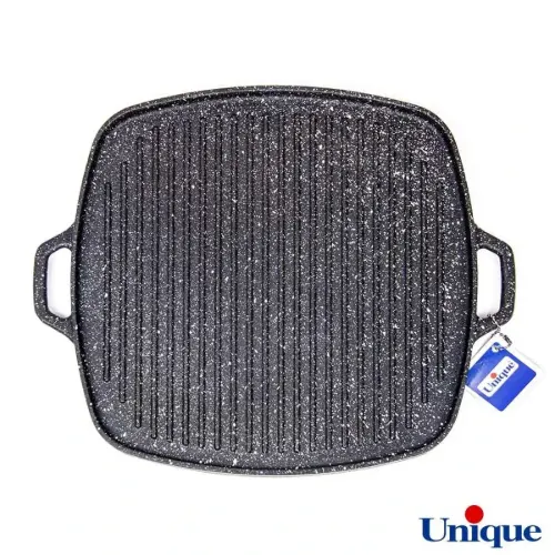 تابه گریل چدنی یونیک مربع درب دار 32 سانتیمتری UN-6009