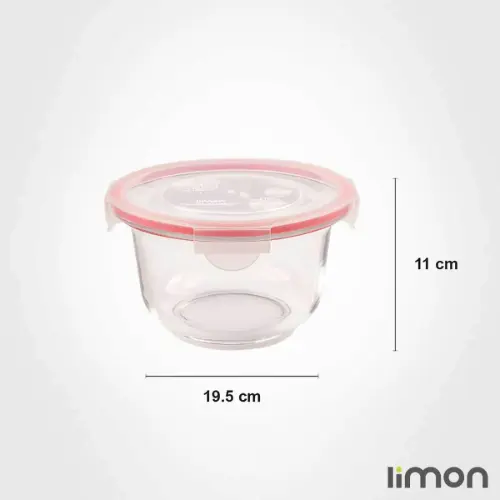 ظرف شیشه ای گرد دربدار 1.2 لیتری