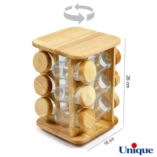 ابعاد جا ادویه گردان چوبی یونیک UN-6111