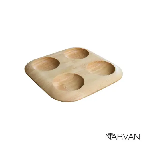 ست ظروف ادویه چوبی مربع چهار خانه نارون R2711