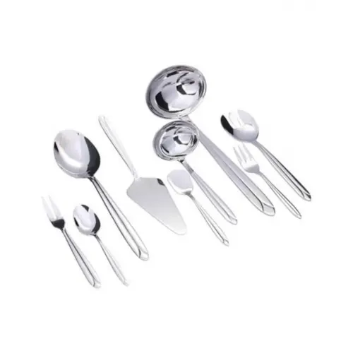 کفگیر سرویس قاشق چنگال پالرمو استیل براق 136 پارچه ناب استیل جعبه پایه دار