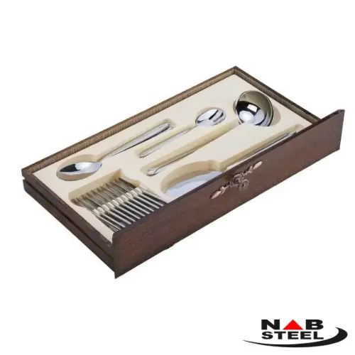 سرویس 116 پارچه ناب استیل مدل پالرمو با جعبه کادویی (طلایی)