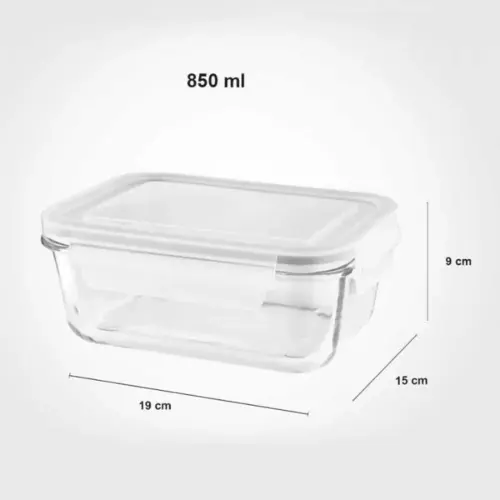 خرید ظرف شیشه ای مستطیل 850 میلی لیتر لیمون 1802