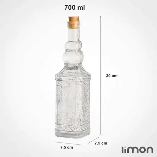 بطری 4 گوش درب چوب پنبه ای بلند
