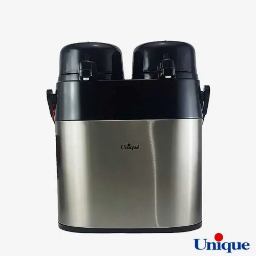 فلاسک دو قلو 1.3+1.3 لیتر استیل شیشه دار UN-9031