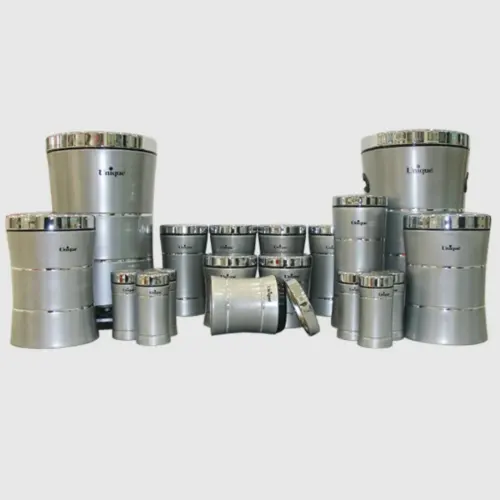 سرویس 18 پارچه کمر باریک خطی نقره ای استیل یونیک UN-4591