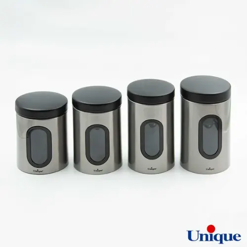 ظرف حبوبات در 4 سایز پنجره دار استیل یونیک UN-5990