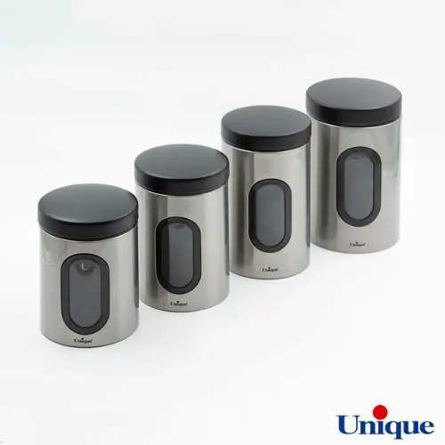 ظرف حبوبات در 4 سایز پنجره دار استیل یونیک UN-5990