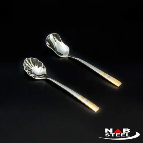 ناب استیل سرویس قاشق چنگال فلورانس دورطلایی