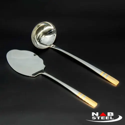 ناب استیل سرویس قاشق چنگال فلورانس دورطلایی