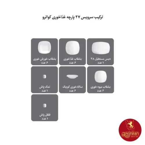 ترکیب سرویس چینی زرین کواترو 6 نفره