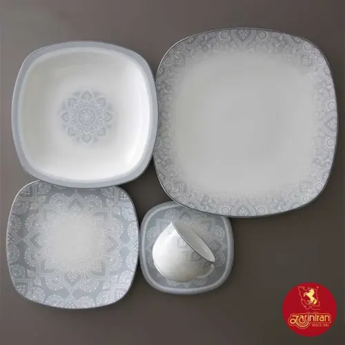 نمای بالای سرویس چینی زرین کواترو طرح ادلین توسی 6 نفره
