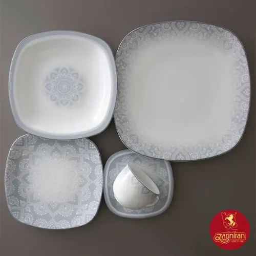 سرویس چینی زرین کواترو طرح ادلین طوسی 6 نفره