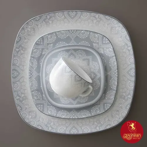 سرویس چینی زرین کواترو طرح ادلین طوسی 6 نفره