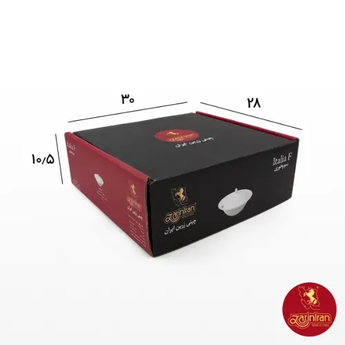 بسته سوپ خوری چینی زرین ایتالیا اف سفید 1850 سی سی با شیار ملاقه