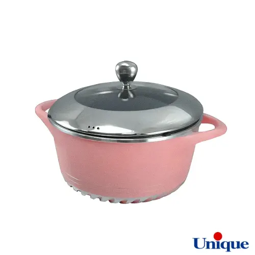 خرید قسطی سرویس قابلمه گرانیتی یونیک 15 پارچه صورتی UN-8746