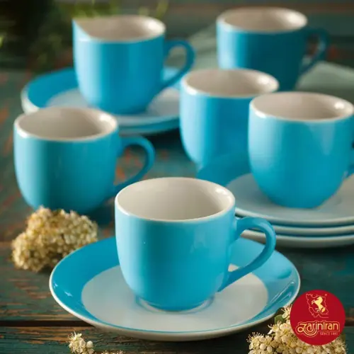 سرویس 12 پارچه قهوه خوری چینی زرین ایتالیا اف طرح آسمان
