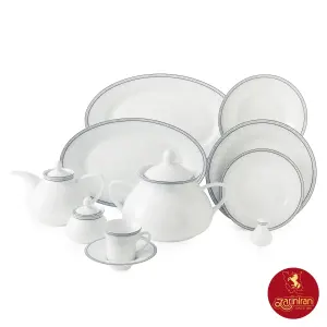 چینی زرین سرویس 12 نفره شهرزاد طرح وایت رز با بهترین کیفیت