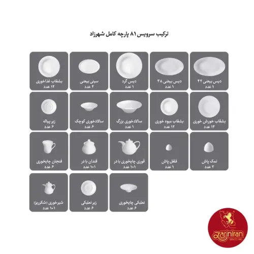 سرویس چینی زرین شهرزاد طرح سافایر یک خرید اقتصادی