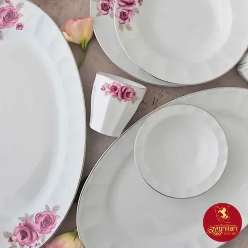 قیمت و خرید سرویس 12 نفره چینی زرین نئوکلاسیک طرح رز گاردن