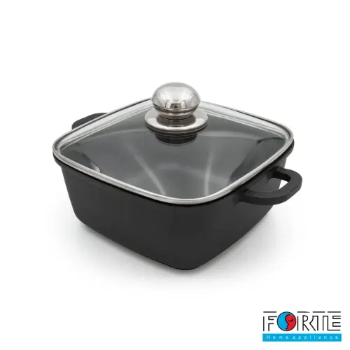 قابلمه سایز 20 پیرکس چهارگوش دایکاست مشکی فورته