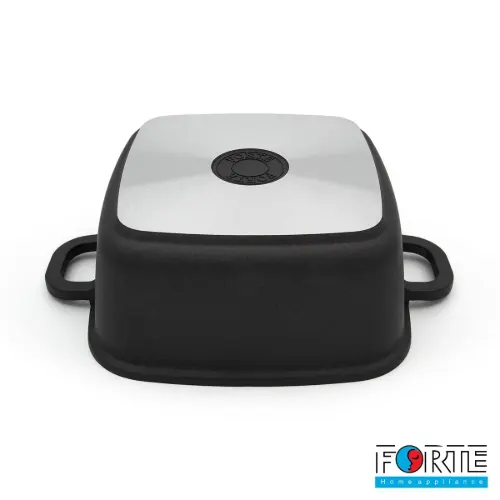 قابلمه سایز 20 پیرکس چهارگوش دایکاست مشکی فورته