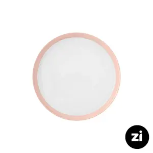 بشقاب تخت چینی زرین (Zi) فرم اس پاستل صورتی سایز 24