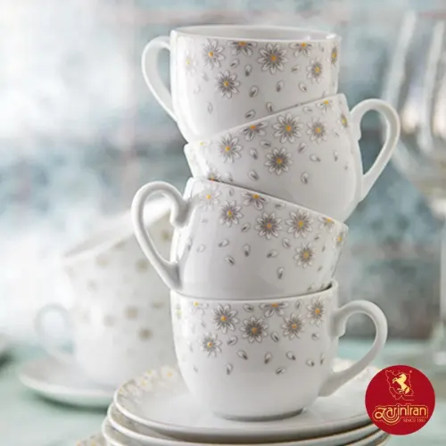 سرویس 12 پارچه چای خوری چینی زرین طرح کامومیلا